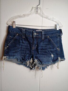 Womens Daytrip Capricorn Dark Denim Cutoff Frayed Raw Hem 28 Midrise 2" Inseam